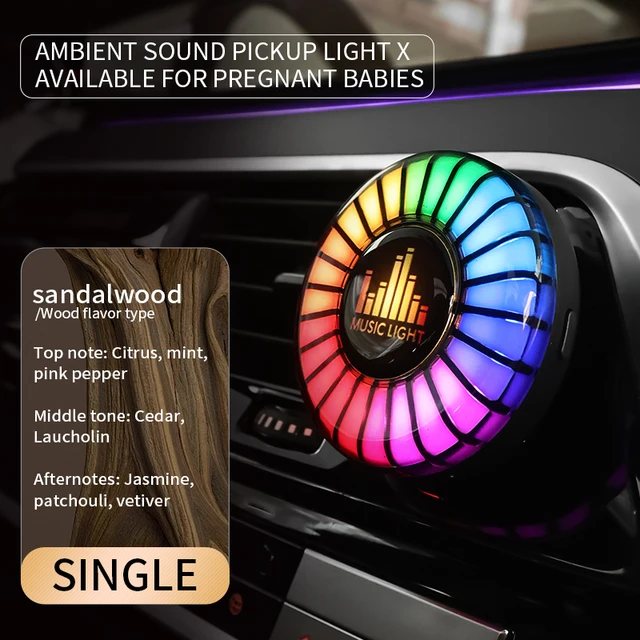 24 LED światło RGB kontrola dźwięku rytm głosu Ambient Pickup lampa dla dyfuzor samochodowy zacisk wentylacyjny odświeżacze powietrza kontrola aplikacji zapachowej: 4300 k biały żółty