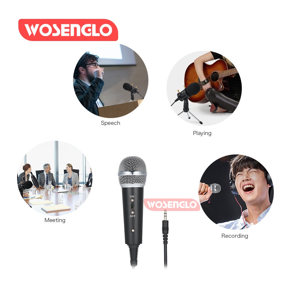 Condenser Microphone 3.5mm Plug Home Stereo MIC Desktop Stand for PC Video Chatting Gaming Podcast Recording