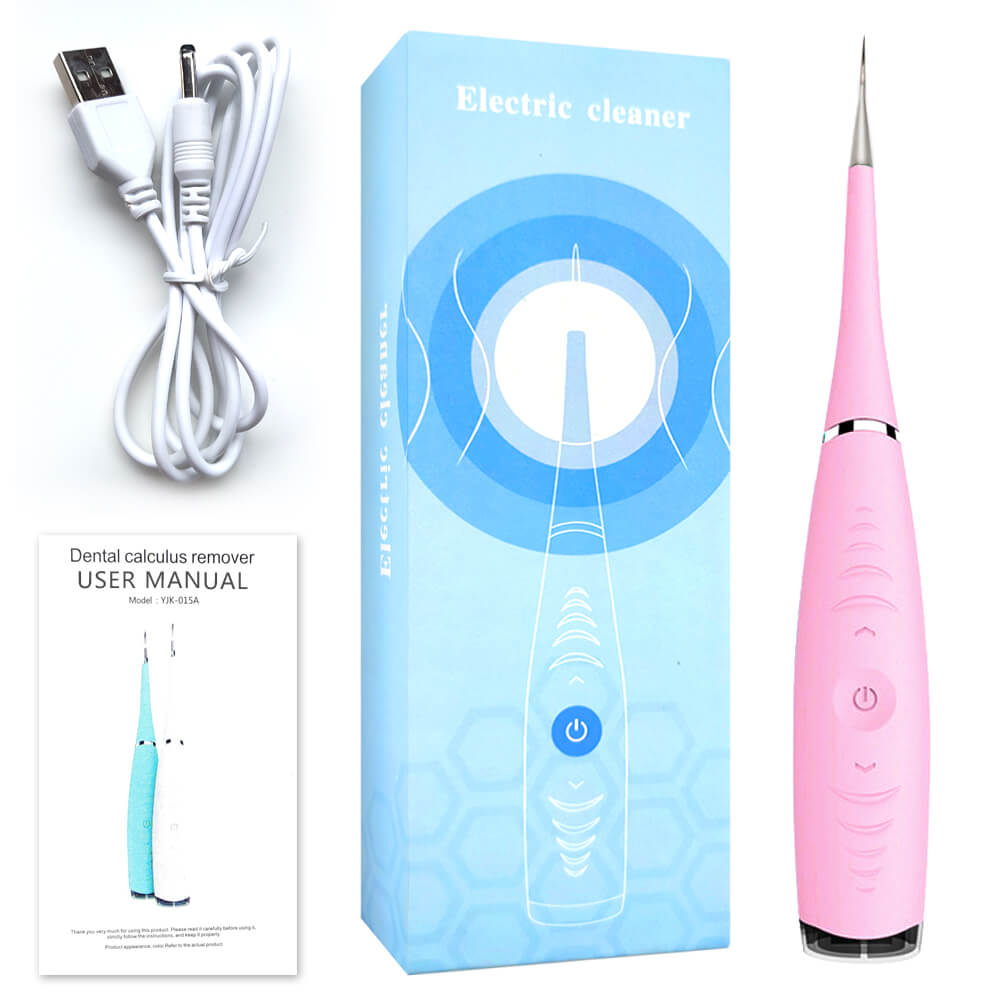Ultrasonic Electric Dental Scaler Machine Tooth Calculus Tool Sonic Remover Stains Tartar Plaque Whitening Portable Oral Cleaner: Pink