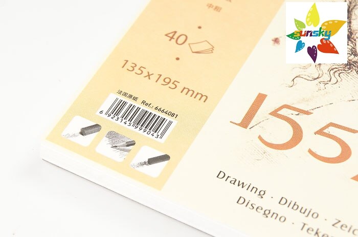 Canson 1557 8K/16K/32K,Sketch Pad Book Spiral Bound 155/180gsm artsist drawing paper,For pencil, ink, charcoal and pastel.