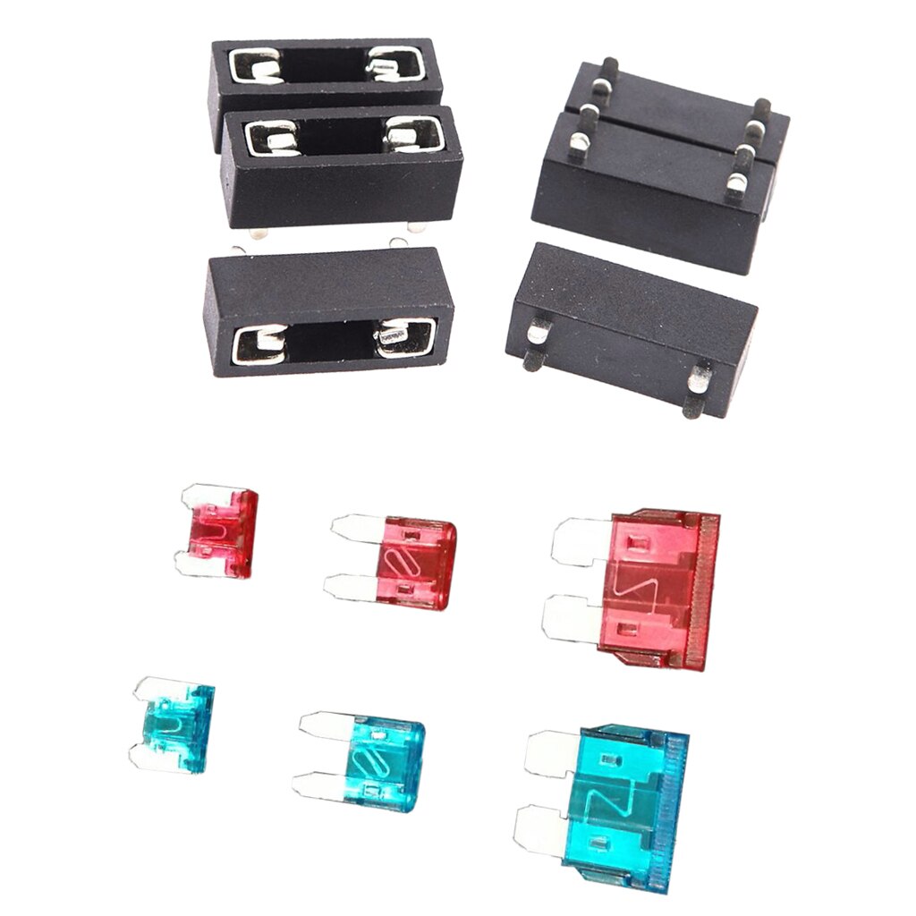6Pcs 6 X 20mm Fuse PCB Panel Mount Holder + 10A 15A Mini Small Fuse Kit