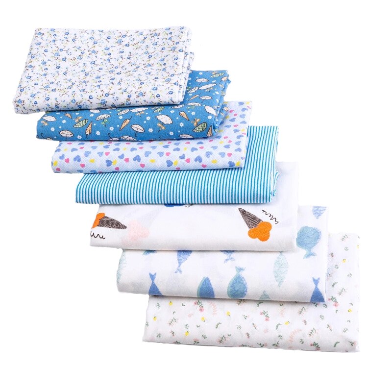 7 Pieces/Set Sewing Supplies Flower Pattern Household Cotton Multi Purpose DIY Handmade Accessories Patchwork Cloth Nice