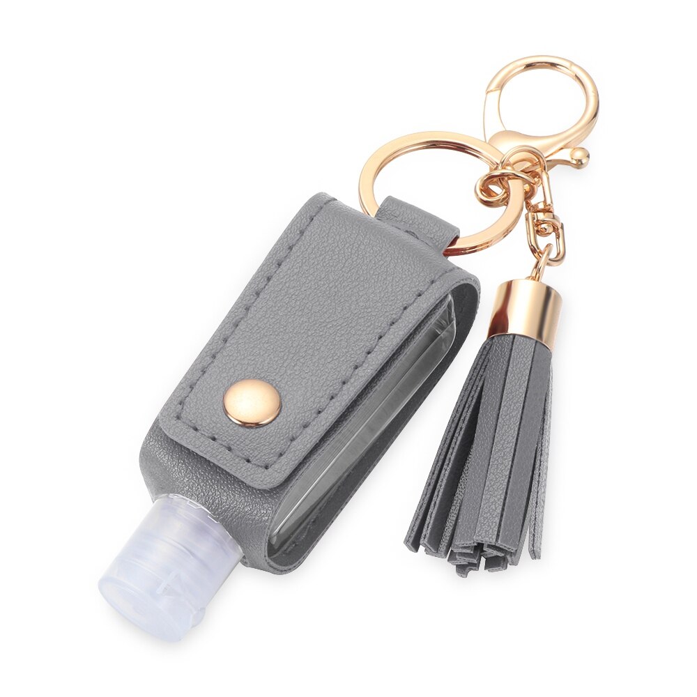 Empty Refillable Bottles Keychain Holder Reusable Lotion Squeeze Tube Soap Containers Leather Pouches Travel Accessories: grey 1