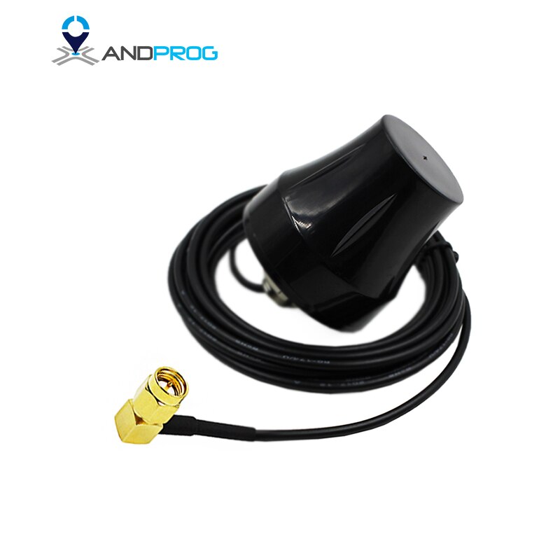 Antennes GPS SMA mâles à angle droit, antenne GPS ronde étanche 1575.42MHz avec câble de 3 mètres