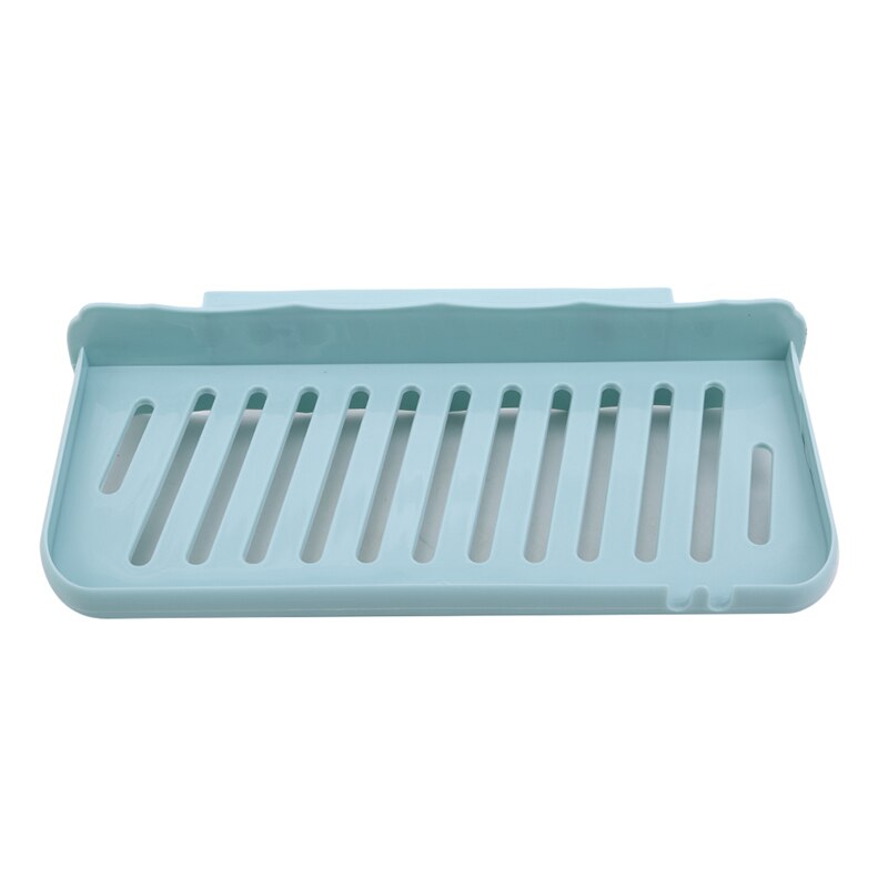 Wall-Mounted Soap Box Perforated Single-Layer Drain Soap Sponge Rack Kitchen And Bathroom Soap Rack: blue