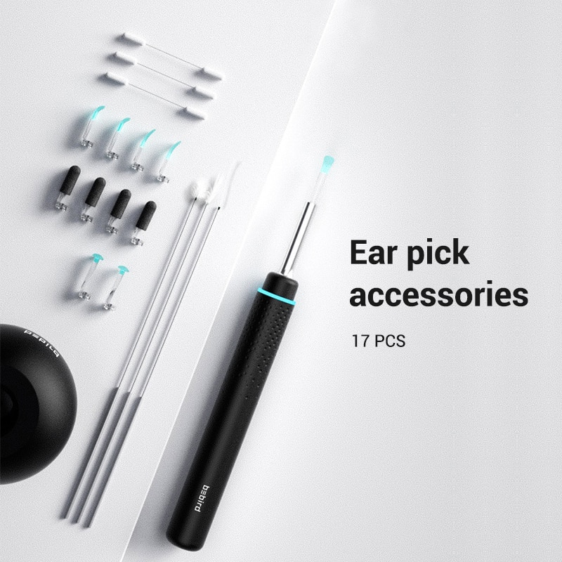 Smart visuelt ørepindesæt in-ear rengøringsendoskop 300w øreplukkeværktøjssæt med tilbehør  m09