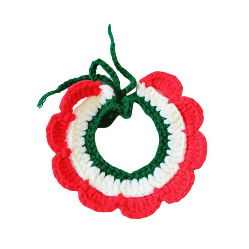Écharpe de noël pour chien et chat, collier tricoté, rouge, vert, cloche, Bandana, Costume de noël pour chiot: As picture 2 / M