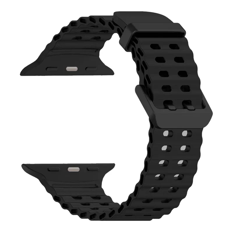 Band voor Apple Watch Ultra 2 49 mm 45 mm 44 mm 42 mm 38 mm 41 mm 40 mm Siliconen Oceaanriem voor iWatch-serie 10 9 8 7 se 5 4 3 Correa: zwart grijs