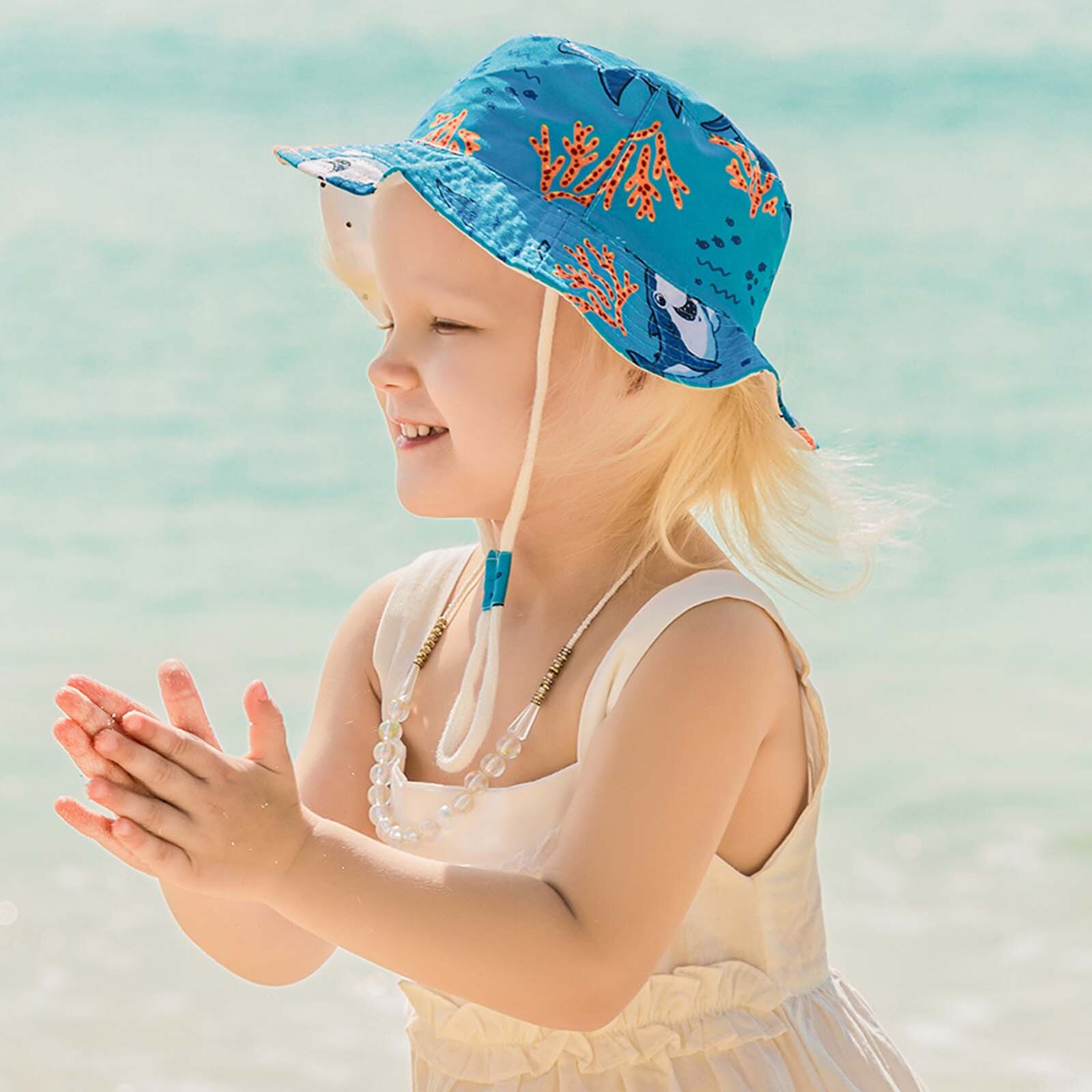 Leuke Zomer Baby Meisje Emmer Hoed Cartoons Gedrukt Baby Hoed Zonnescherm Kinderen Outdoor Hoed Seaside Zonnebrandcrème Hoed Strand Cap