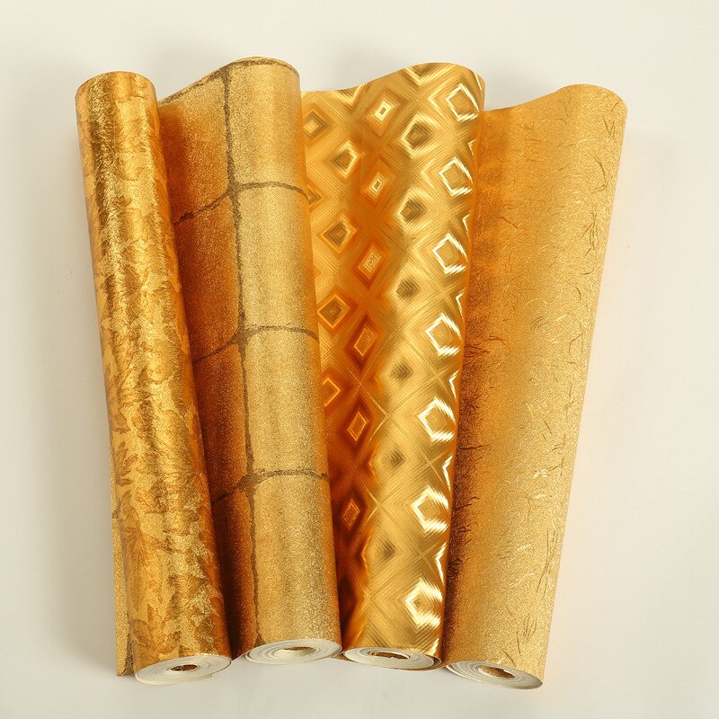 Luxe Classic Gold Behang Roll Slaapkamer Woonkamer Relief Damast Behang Glitter Wallpapers Goud Folie Papel De Parede