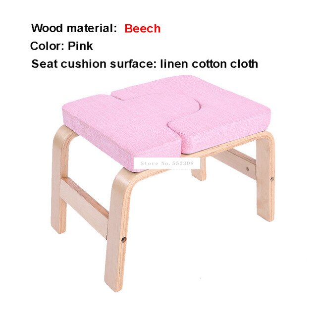 Banco de mano invertido de madera para Yoga, soporte auxiliar de entrenamiento, silla para el hogar, Mini banco de Fitness: Rosa