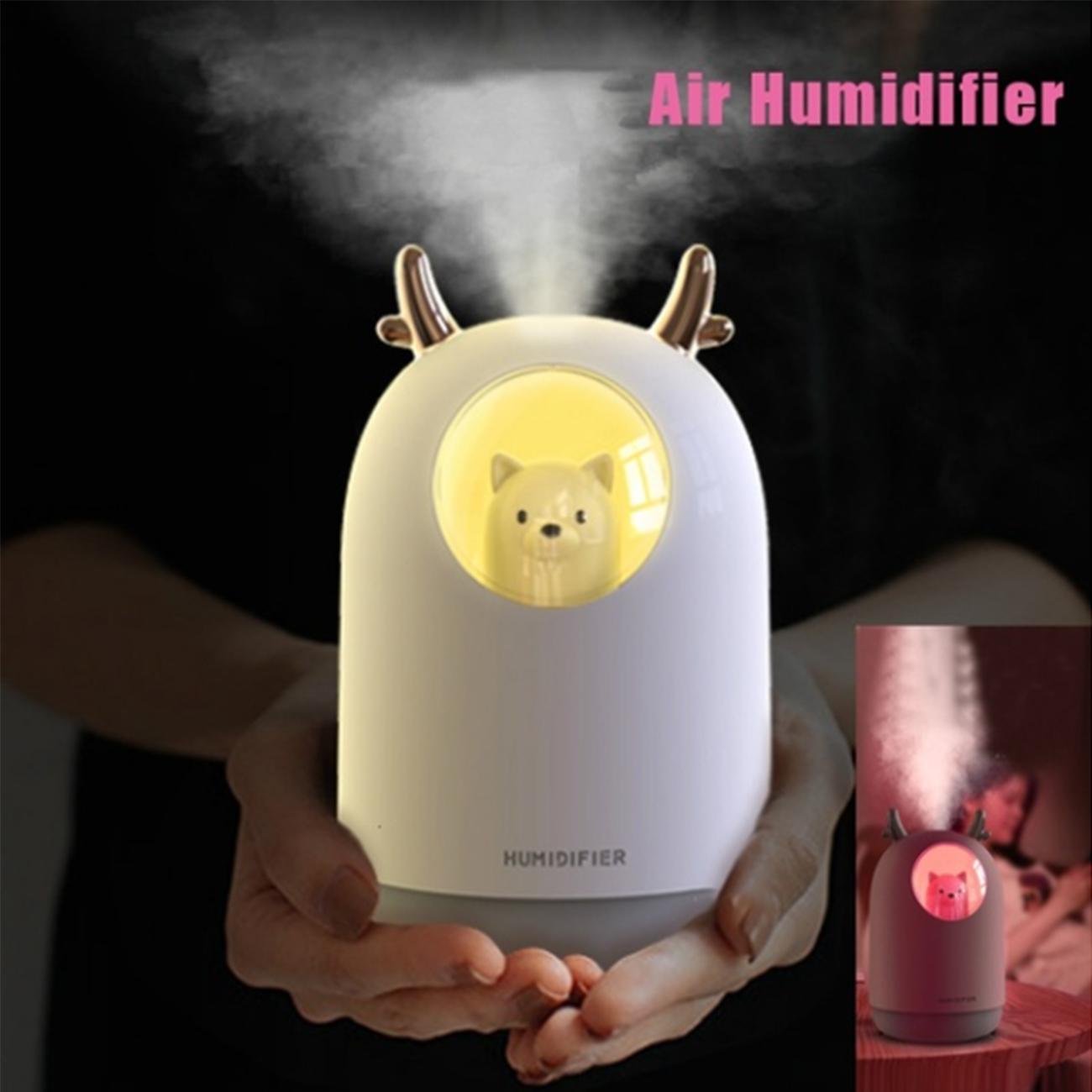 Mini Luchtbevochtiger Ultrasone Mute Cool Mist Geurende Lucht Olie Diffuser Met Kleur Led-verlichting Usb Oplader Leuke Huisdier Meisje Kids