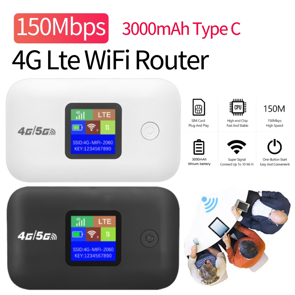 Drahtloser Hotspot, 3000 mAh, Mini-WLAN-Hotspot für den Außenbereich, 150 Mbit/s, kabelloser tragbarer Router mit SIM-Kartensteckplatz, mobiler Taschen-WLAN-Router