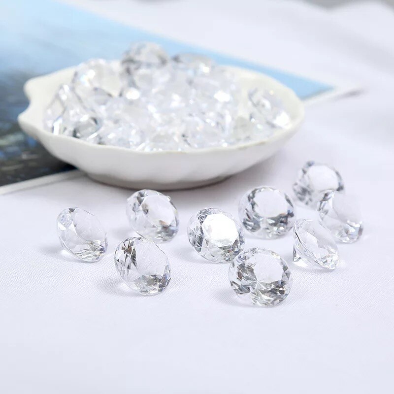 Bijoux en Faux diamant 20MM, coffre au trésor, Pirate, cristal acrylique, remplissage, jouets, accessoires, confettis, décorations de mariage: Clair