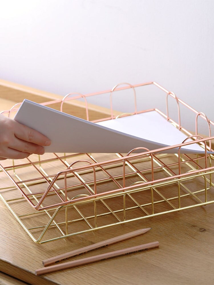 School Supplies Multi-layer Stack Magazine Rack Desk Wrought Iron Paper Holder Office Document Organizer