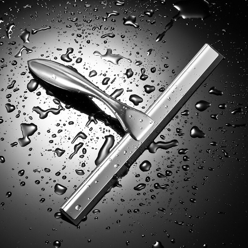 Glass Window Squeegee Cleaner Shower Bathroom Mirror Rubber Wiper with Suction Hook Water Vapor Removal Cleaning Brush