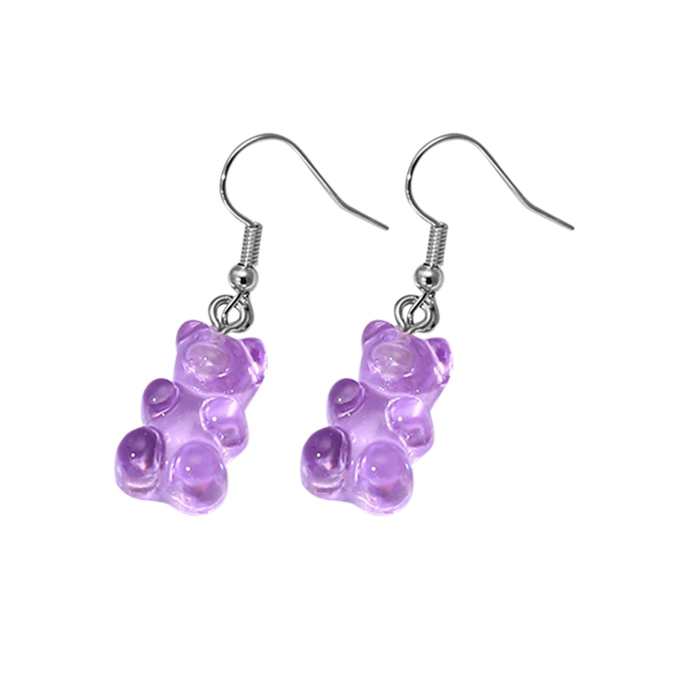 Pendientes de oso de goma minimalistas para mujer, ganchos para las orejas, de joyería, 1 par: VT