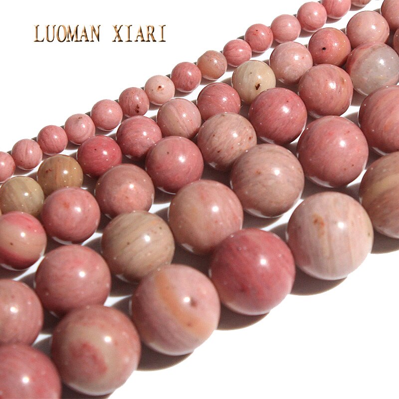 LUOMAN XIARI Natuurlijke Ronde Rhodochrosiet Kraal Voor Sieraden Maken DIY Armband Ketting Materiaal 4/6/8/ 10/12mm Strand 15''