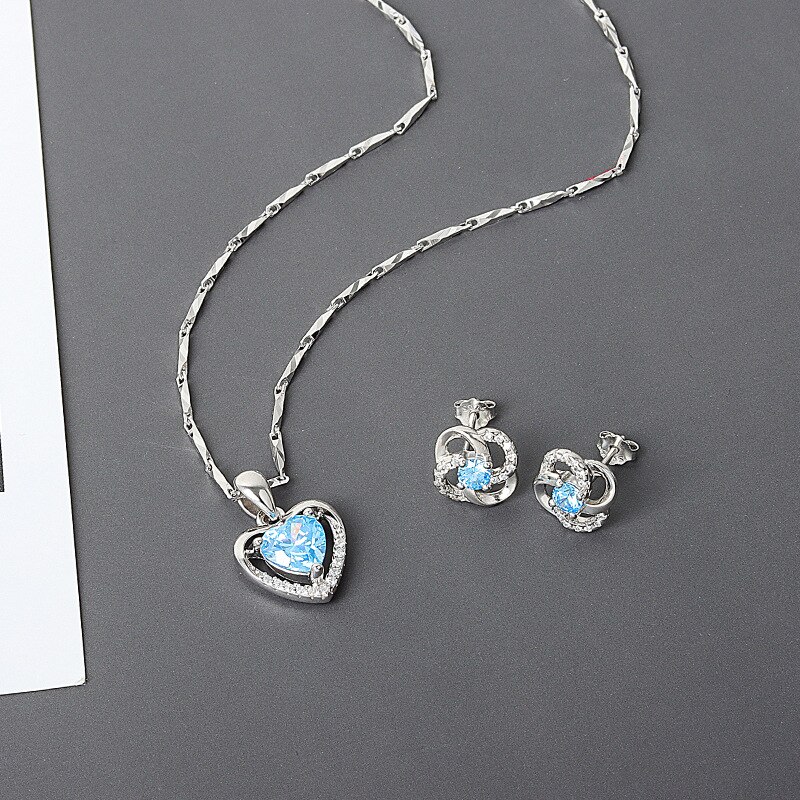 Ensembles de Bijoux de fleurs à la mariage 925 boucles d'oreilles en argent Sterling collier breloques fleur Bijoux femmes collier ensemble Bijoux
