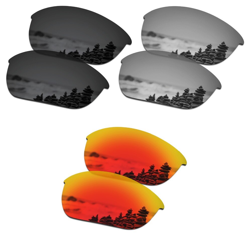 SmartVLT 3 Pairs Gepolariseerde Zonnebril Vervanging Lenzen voor Oakley Half Jacket 2.0 Stealth Black & Silver Titanium & Fire Red