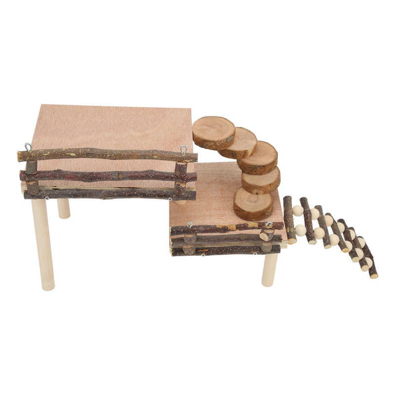 Hamster Wooden Playground Small Pet Wooden Platform 2 Layer for Hamster
