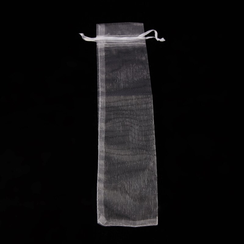 50 Pcs White Drawstring Organza Folding Hand Fan Pouch Party Wedding Bags