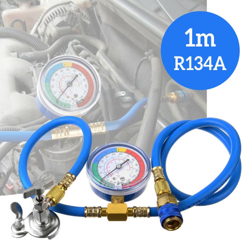 Refrigerant Charging Hose With Pressure Gauge R134a Air Conditioner Fluoride Tube Release Refrigerant Connector Pressure Gauge