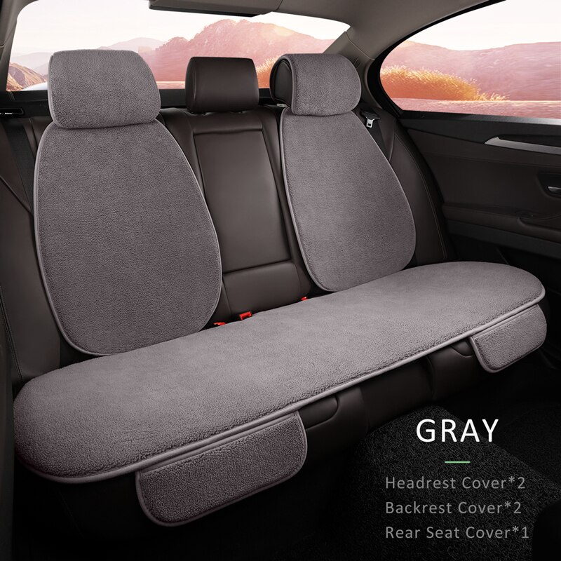 Karcle Car Seat Cover Set Backrest Headrest Cover Protector Polar Fleece Back Pad Mat Universal for Auto Interior Truck SUV: gray-5pcs
