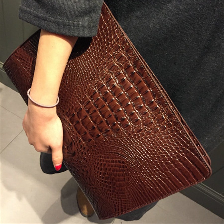 Brand Crocodile Pattern Day Clutches PU Leather Envelope Women Messenger Bag Praty Evening Bag Handbags Purses