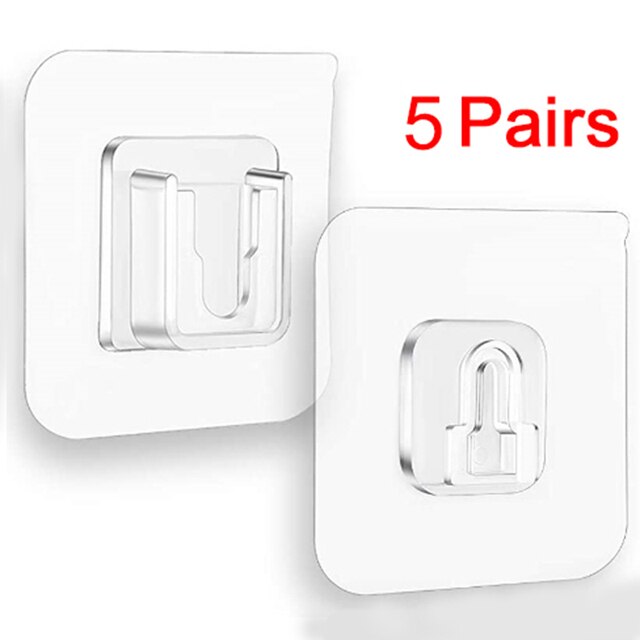 Crochets muraux adhésifs Double face, 1/3/5/10 paires, crochets solides, ventouse, support de rangement mural pour salle de bain, cuisine: 5 Pairs