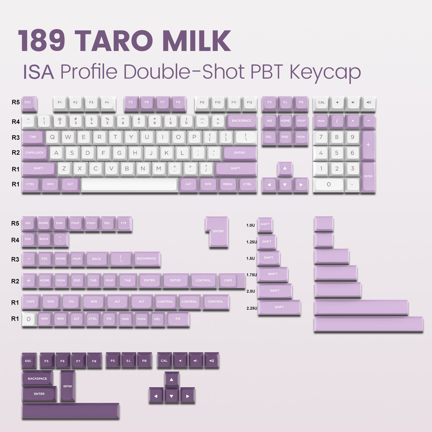 189 teclas PBT doble disparo negro gris ISA perfil teclas para interruptores MX Womier GK61 Anne Pro 2 Teclado mecánico para jugar: Morado