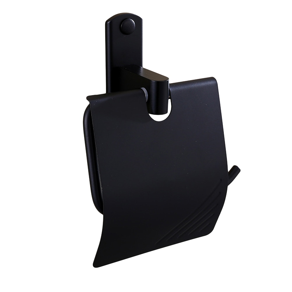 1 Pc Paper Roll Holder Wall Mounted Black Matte Rust Proof Alumimum Classic Tissue Holder for Toilet Bathroom