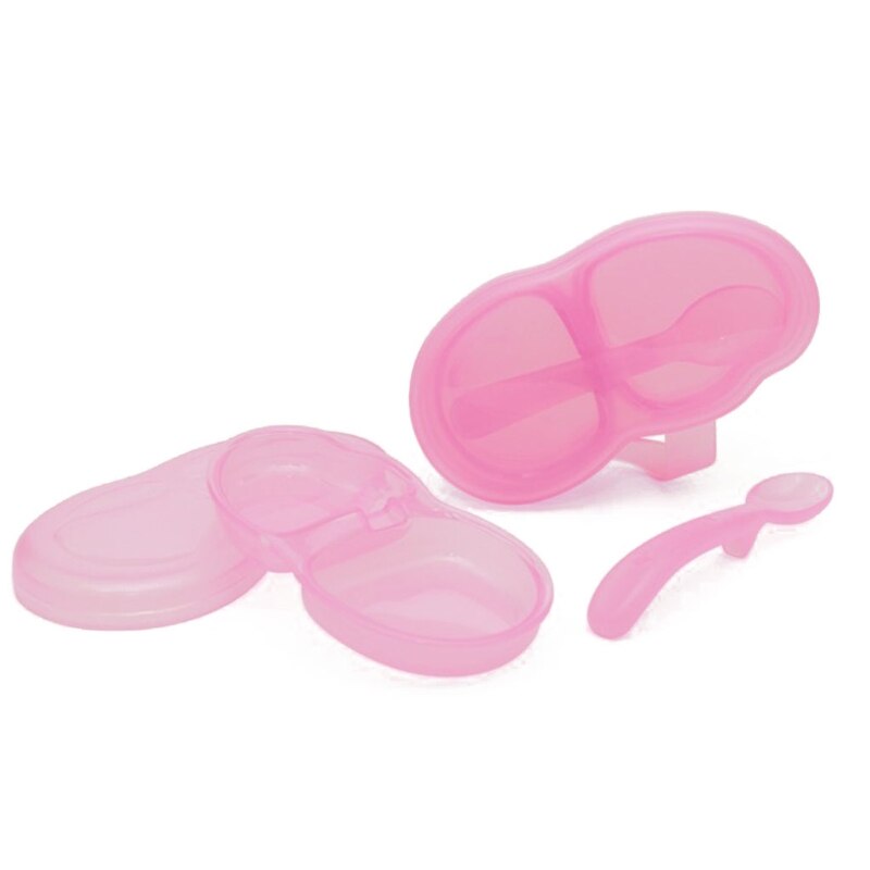 B2EB – bol à compartiment Portable pour bébé, boîte à aliments complémentaires, vaisselle avec couvercle et cuillère, assiette d&#39;alimentation d&#39;apprentissage pour nourrissons: Pink