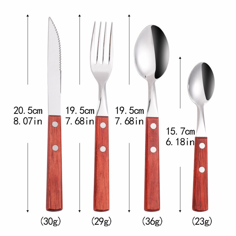 Keuken Houten Handvat Servies Rvs Bestek Set Luxe Lepels Vorken Messen Diner Set Koffie Servies