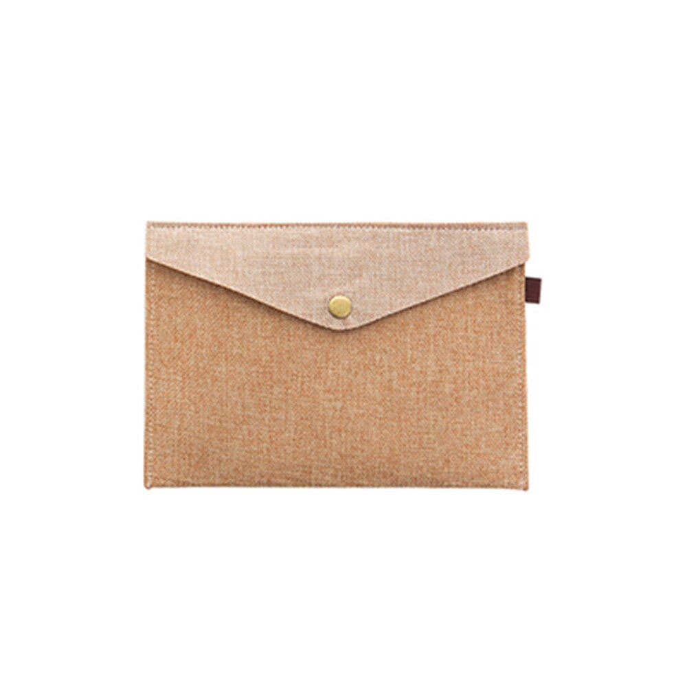 1pc Imitation Linen Canvas File Bag Button Closure Folder Bag Office Document Folder Storage File Organizer Office Desk Supplies: Small coffee