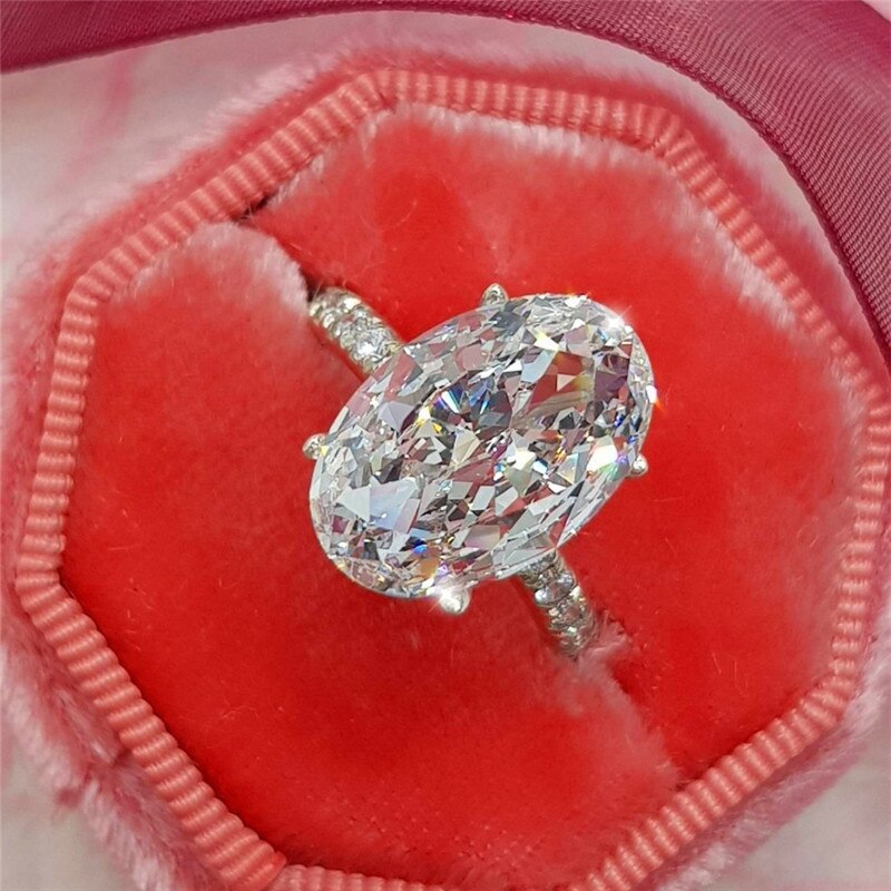 Anel de promessa deslumbrante 925 prata esterlina oval 4ct aaaaa sona cz anéis de banda de casamento para mulher nupcial jóias de festa
