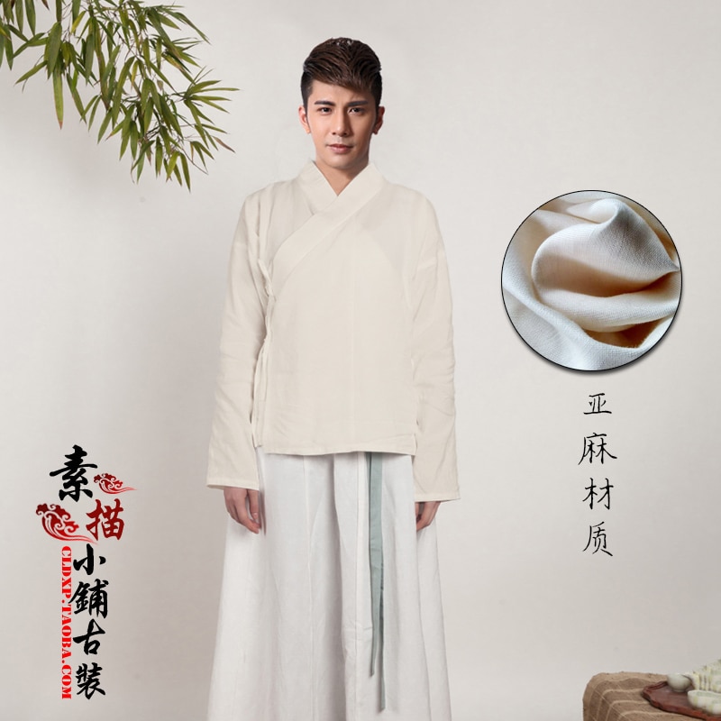 Muinainen kiinalainen miesten makuupuku pellava materiaalia keisarin pyjama hanfu-asu miehille