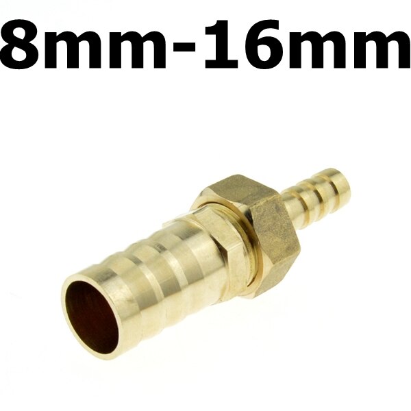 Messing Koper 8mm Slangpilaar Pijp Montage om 10mm 12mm 19mm OD Raccord Barb Reducer Air Tube Adapter Buisleidingen Gas Coupler: 8mm x 16mm