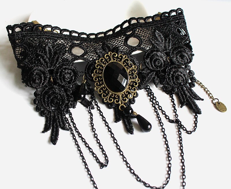 Bracelet gothique noir dentelle doigt main chaîne harnais femmes Bracelet métal cristal charme Steampunk dame Vintage bijoux, TCN616
