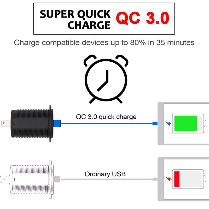 Auto snellader  qc 3.0 dubbele usb-lader met twee blauwe aansluitingen