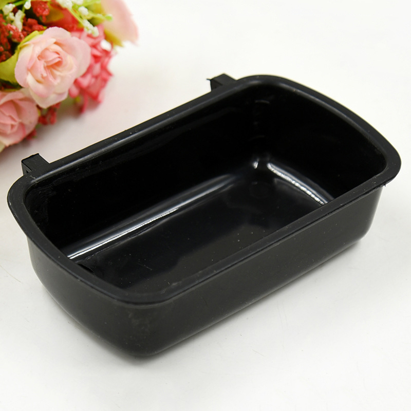 Vogel Hamster Kom Rechthoekige Voedsel Kom Kleine Huisdier Kooi Opknoping Drinken Voedsel Feeder Cup Voeden Baden Huisdier Voedsel Gereedschappen: Black