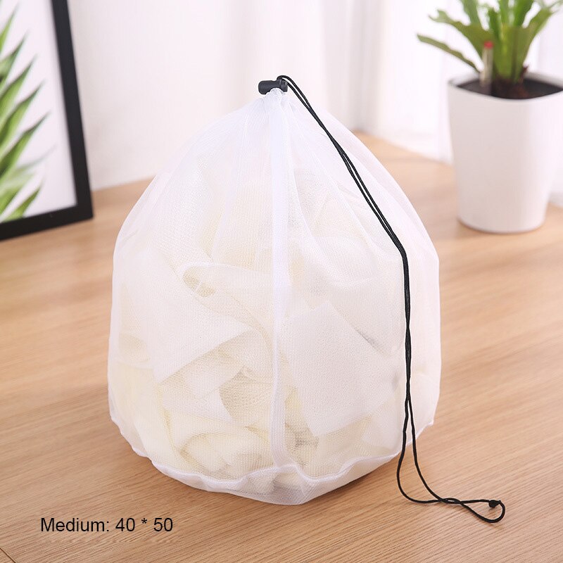 Sac à linge en maille Polyester, 3 tailles, cordon de serrage, filet de lavage, sous-vêtements, chaussettes, Machine à laver: 40x50cm