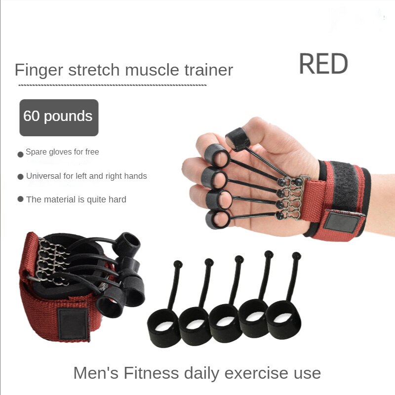 Finger Gripper Strength Trainer Hand Yoga Resistance Band Finger Flexion And Extension Training Device Finger Force Grip Device: Red