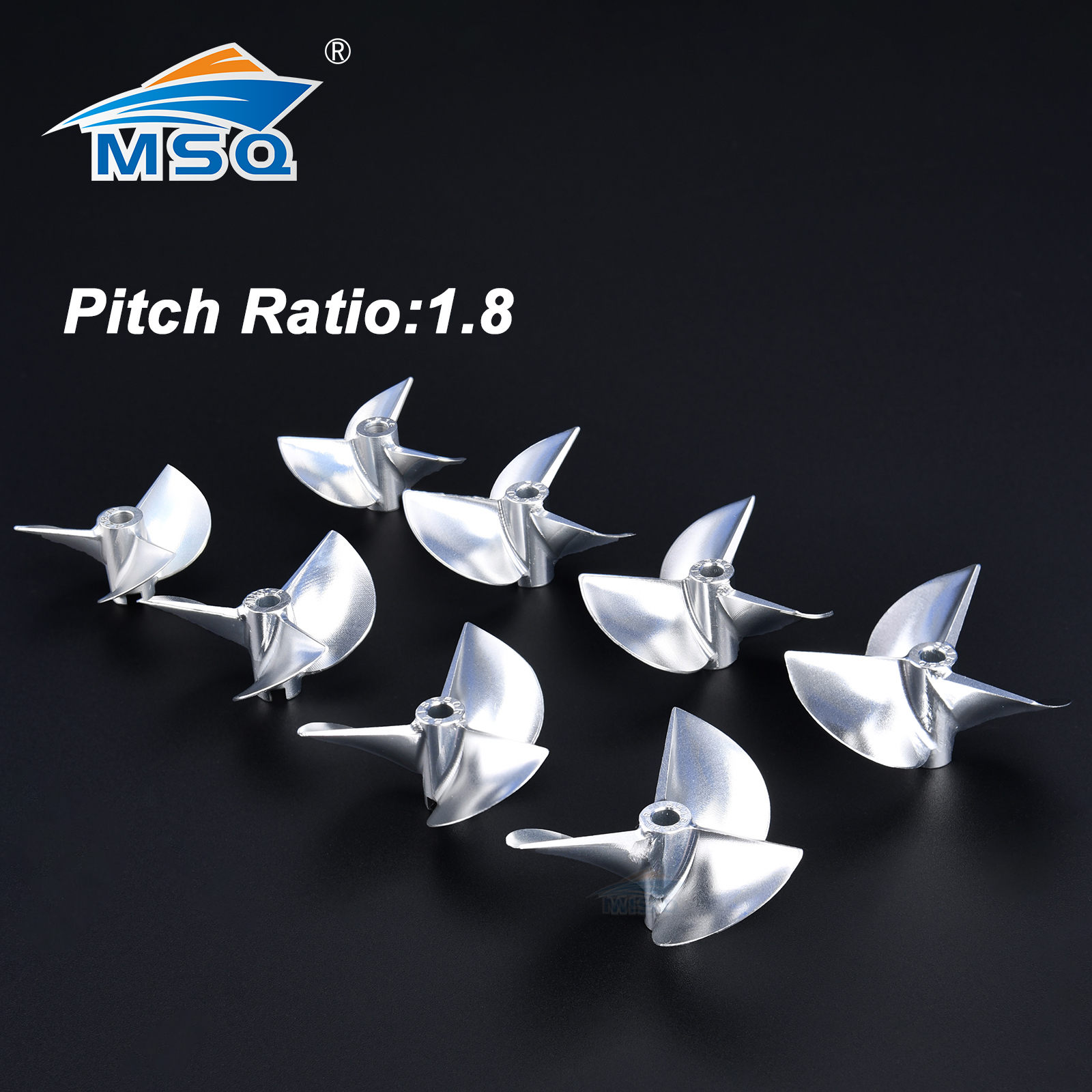 Elica in alluminio a 3 pallido CNC per barche Rc sinistra/destra da D32mm a D55mm Rapporto di passo1.8 per albero dell'elica da 4/4,76 mm 3/16"