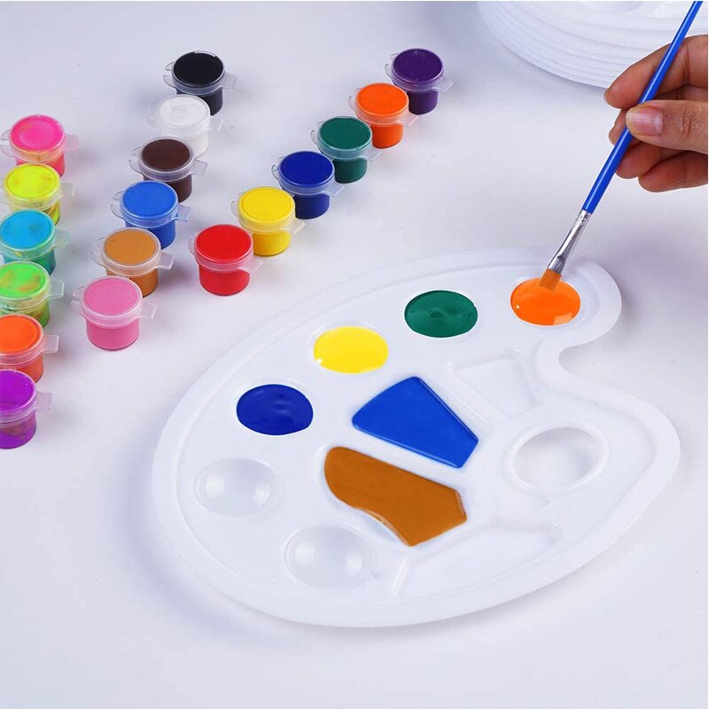 10 Pcs Wit Plastic Verf Lade Paletten Met Tien-Goed Duim Gat Voor Schilderen Party, diy Ambacht En Kunst Schilderen