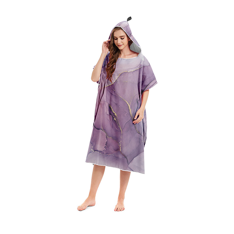 Microfiber Bath Towels Marble Pattern Changing Beach Poncho Hooded Bathrobe Cloaks for Swimming Pool Gym Fitness Bath Towels: 09J