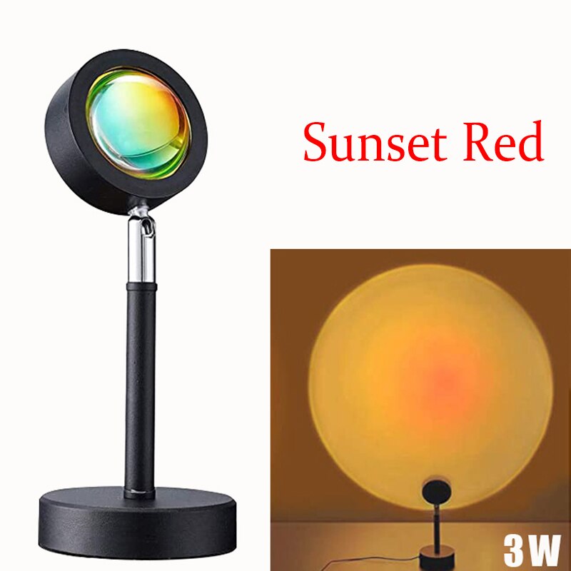Sunset Projector Lamp Rainbow Atmosphere Led USB Operate Atmosphere Led Night Lights Projection Floor Lamp neon signs for room: 3W sunset red