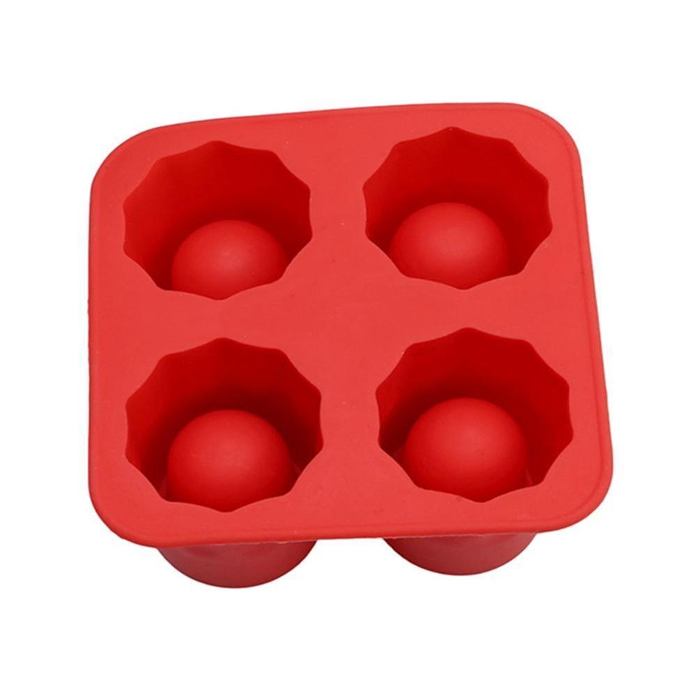 4 tasses forme Silicone moule à glaçons tireurs tir verre glace moule bac à glaçons été barre fête bière glace boisson outil accessoires: Rouge