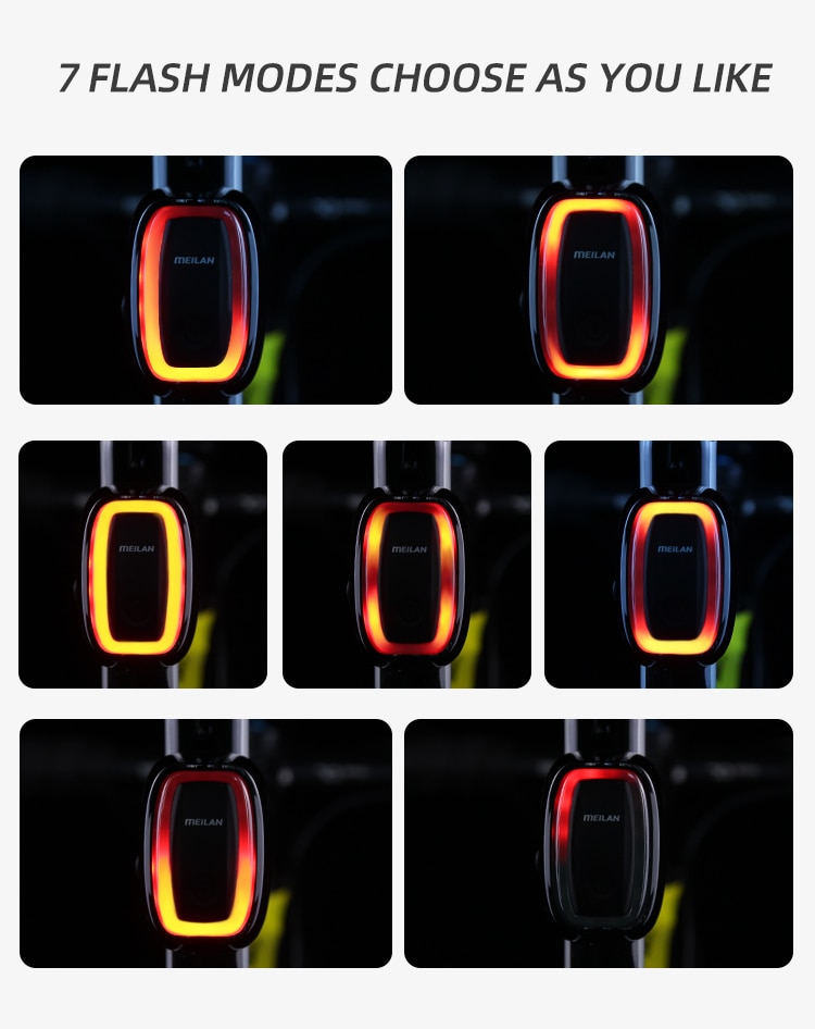MEILAN X6 Smart Bicycle Rear Light Auto Start / Stop Brake Sensing IPx5 Waterproof Cycling Taillight LED Lights