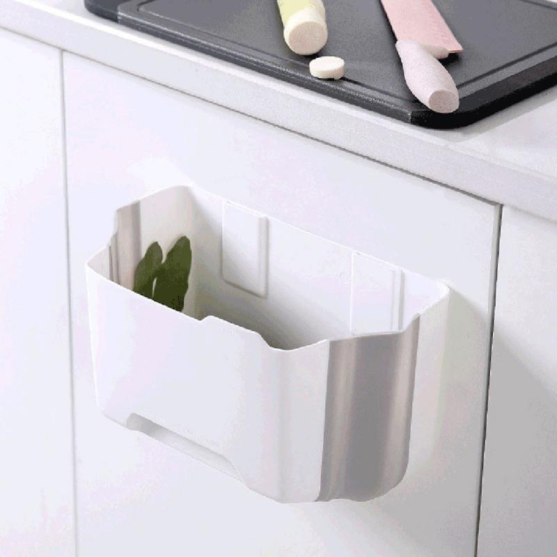Waste Bin Hanging Trash Bin Cabinet Door Toilet Waste Storage Wall Mounted Folding Bathroom Kitchen Cabinet Household Cleaning